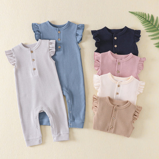 Baby Newborn Sleeveless Onesie Waffle Jumpsuit