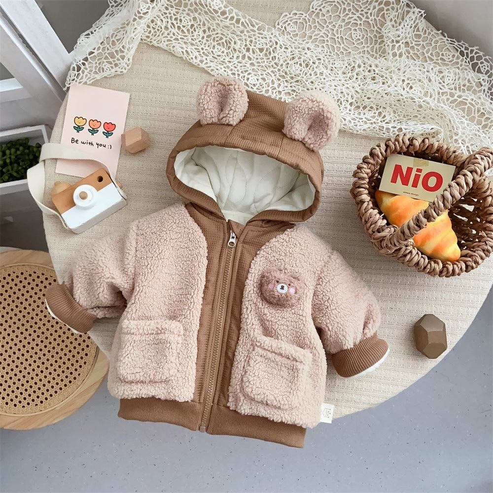 Cute Bear Plus Velvet Cotton-padded Coat