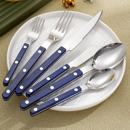 304 Stainless Steel Knife, Fork And Spoon French Rivet Tableware Clip Handle Hotel Western Dinner Set