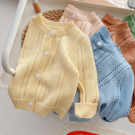 Candy Kids Full Sleeve Solid Knitted Outwear Coat Sweater