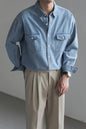 Minority Simple Long Sleeve Denim Shirt Men's Loose