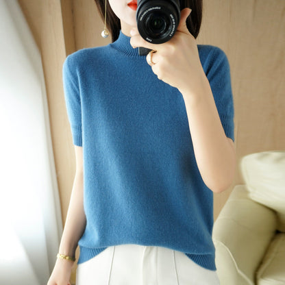 Mock-neck Mid-length Sleeve Lightweight Sweater Women