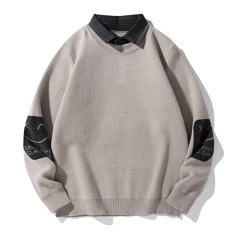 Mens Shirt collar Long Sleeve  Sweater