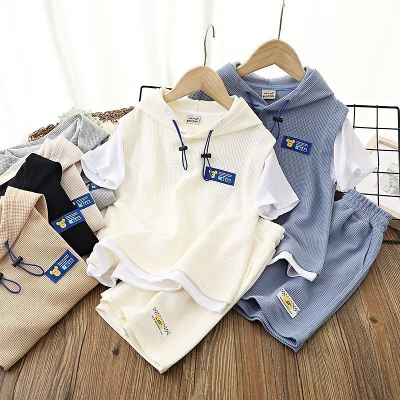 Boy Hooded Casual Short-sleeved T-shirt Thin Shorts