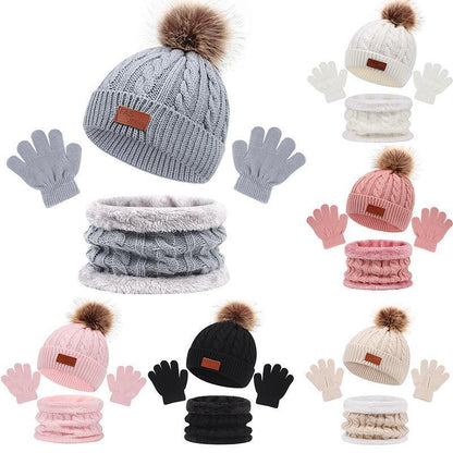 Children's Hat Scarf Gloves Three-piece set