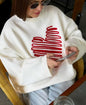 Niche Women's White Round Neck-type Long-sleeved Sweater