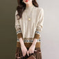 Women's Sweater Autumn And Winter New Half Turtleneck Twist Color Matching Shirt