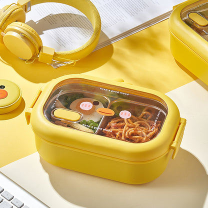 Wheat Cute Duck Stainless Steel Lunch Box Creative Compartment Thermal Box Portable