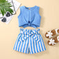 Girls' Summer New Striped Sleeveless Suit