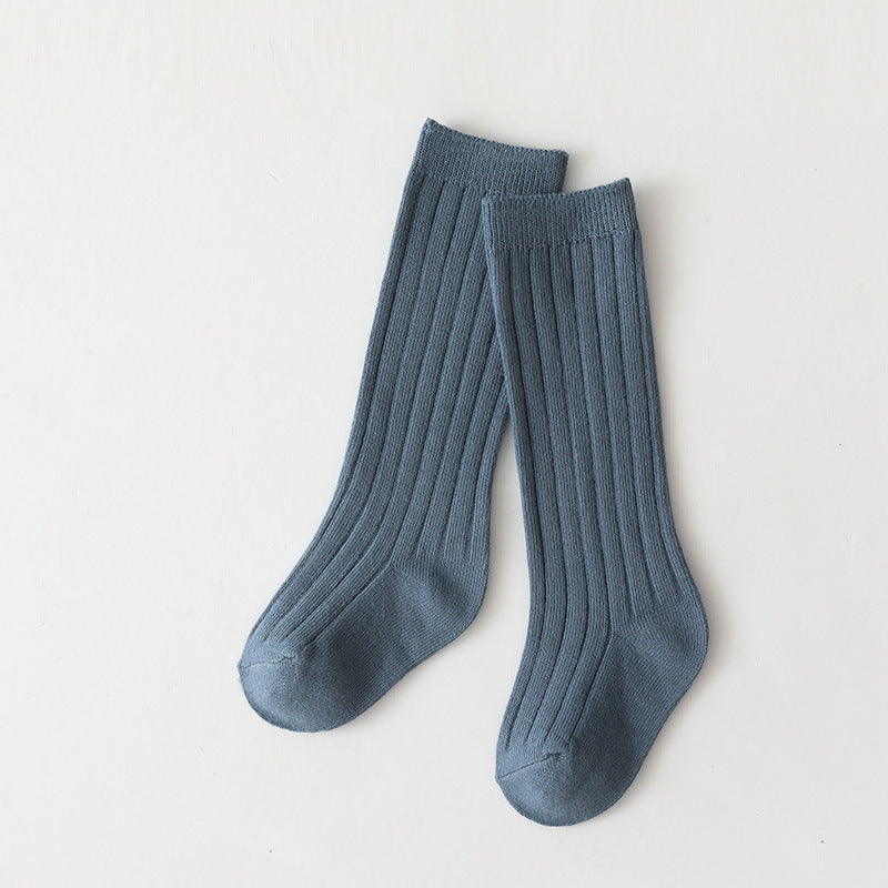 Sunken Stripe Socks Baby Plain Middle-long Stockings