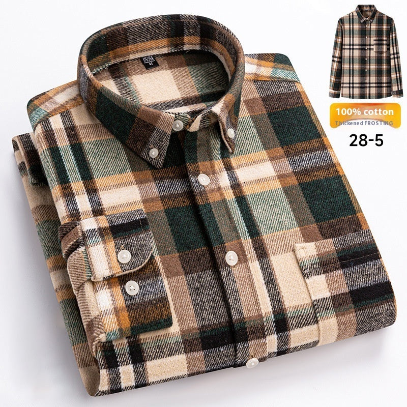 Mens Retro Plaid Long Sleeve Shirt