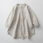 Linen Shirt Stand-up Collar White Shirt Women's Clothing