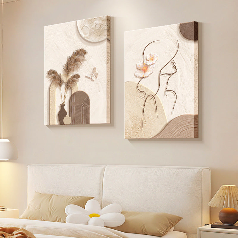 Decorative Painting Cream Style Abstract Line Character Mural