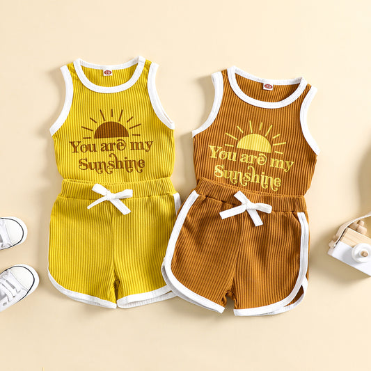 New Women's Sun Alphabet Vest Fashion Simple Suit