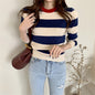 Retro Outer Wear Pullover Horizontal Striped Sweater Women