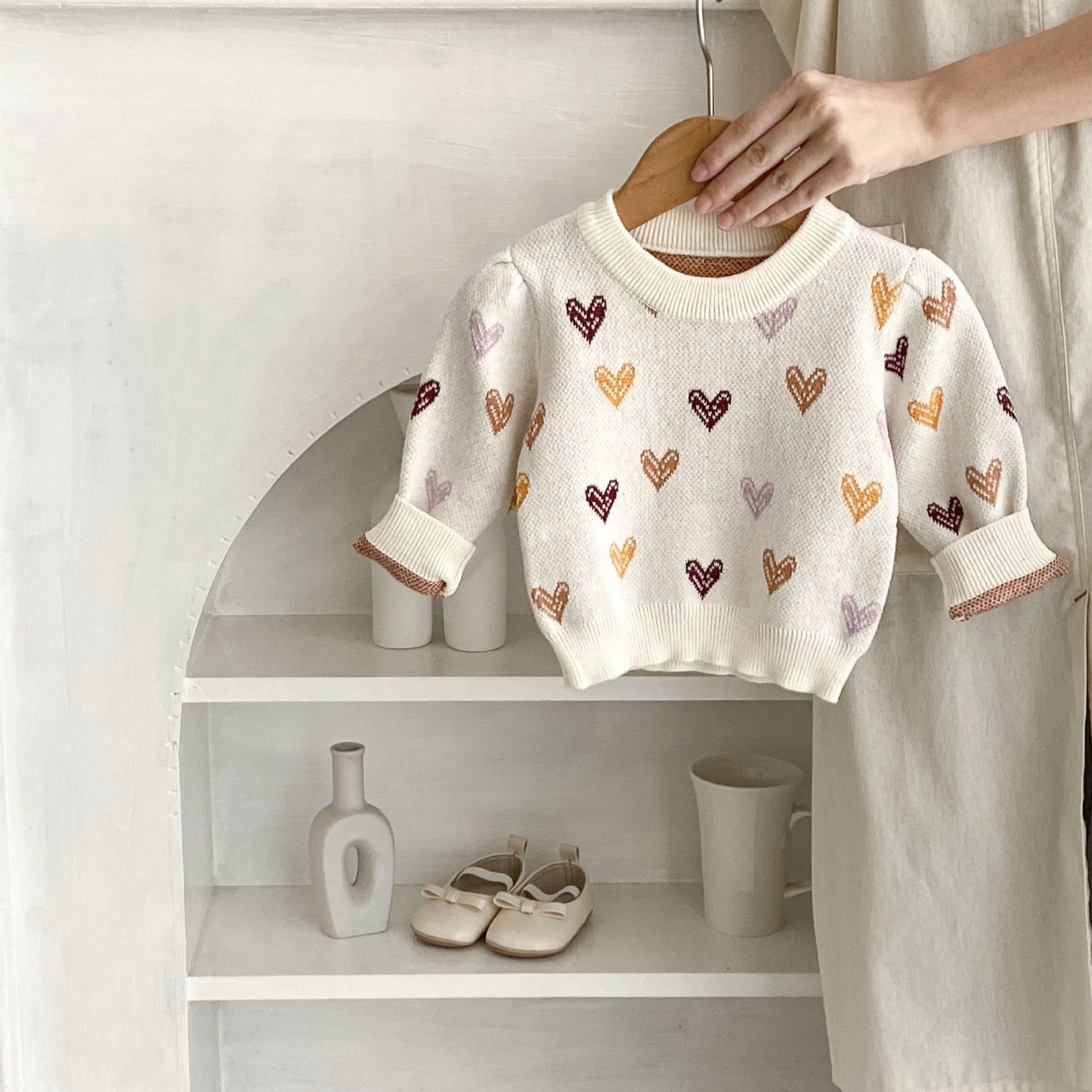 Heart Knitted All-match Leisure Pullover Cotton Sweater