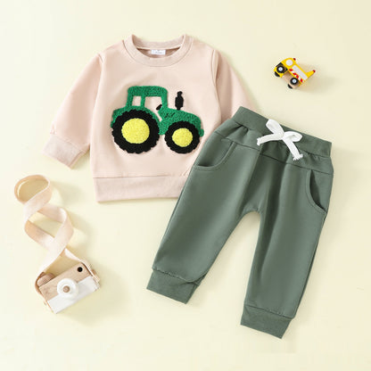 Long Sleeve Cotton Trousers Two-piece Sweater