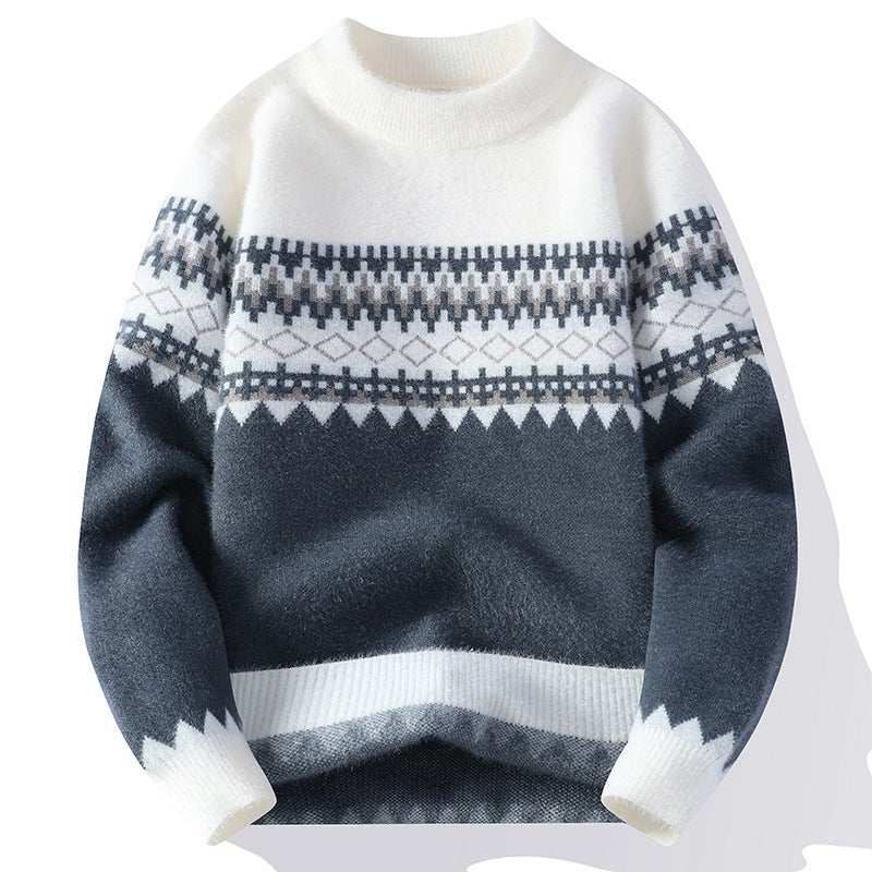 Men's Jacquard Pullover Knitted Sweater