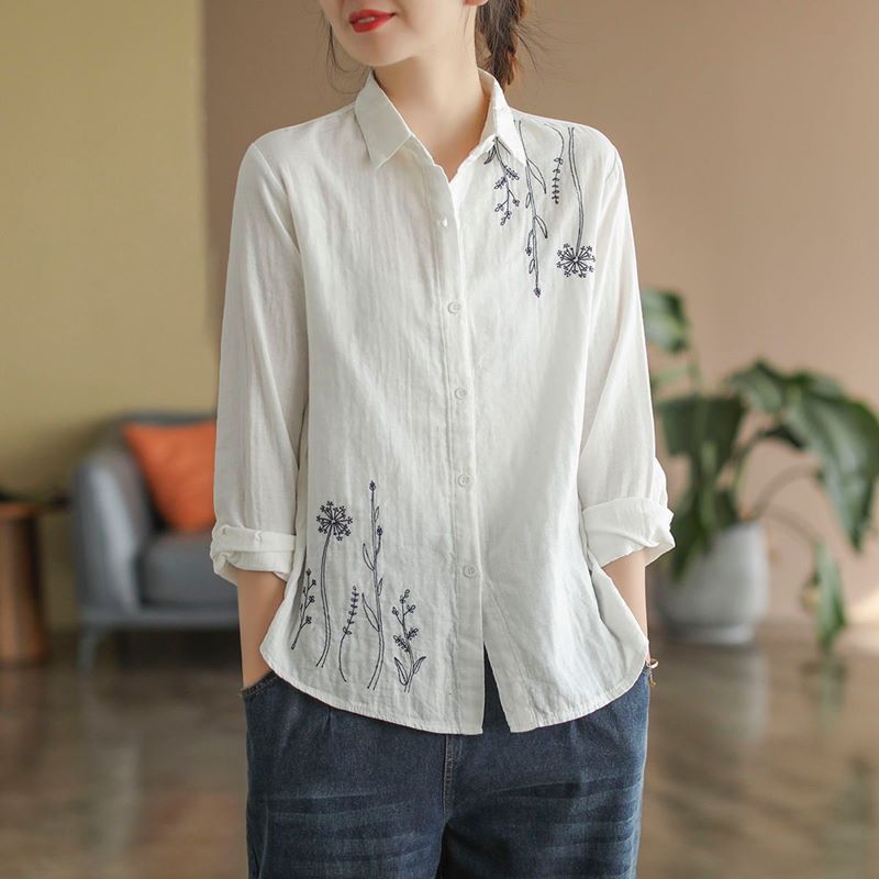 Womens Art Pure Cotton Long Sleeve Shirt