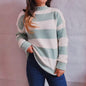 Casual Bold Stripes Candy Color Round Neck Long Sleeve Knitted Pullover