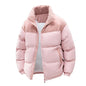 Detachable Hat Cotton-padded Coat For Couple Color Contrast Patchwork Thickened