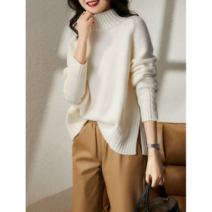 French Style Half Turtleneck Chic All-matching Youthful-looking Long Sleeve Knitted Sweater Women's Autumn