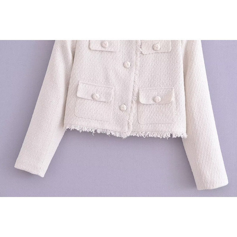 Solid Color Fashion All-match Woolen Jacket