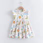 Childrens Flying Sleeve Cartoon Print Dress