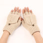 Wool Fingerless Gloves Women's Warm Fashionable Knitted Half Finger Oversleeves