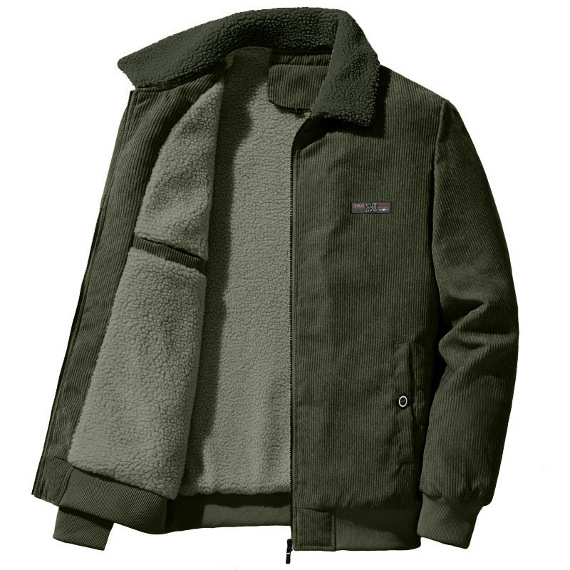 Mens Corduroy Coat Fleece-lined Thick