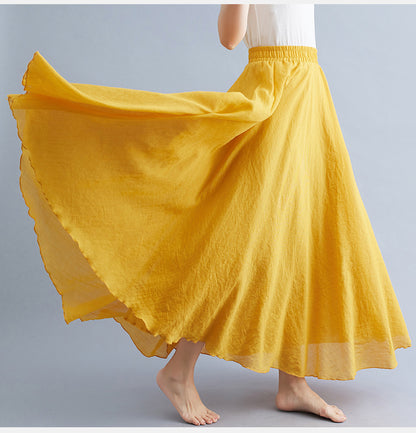 Lady Literature Plus Size Cotton And Linen Skirt