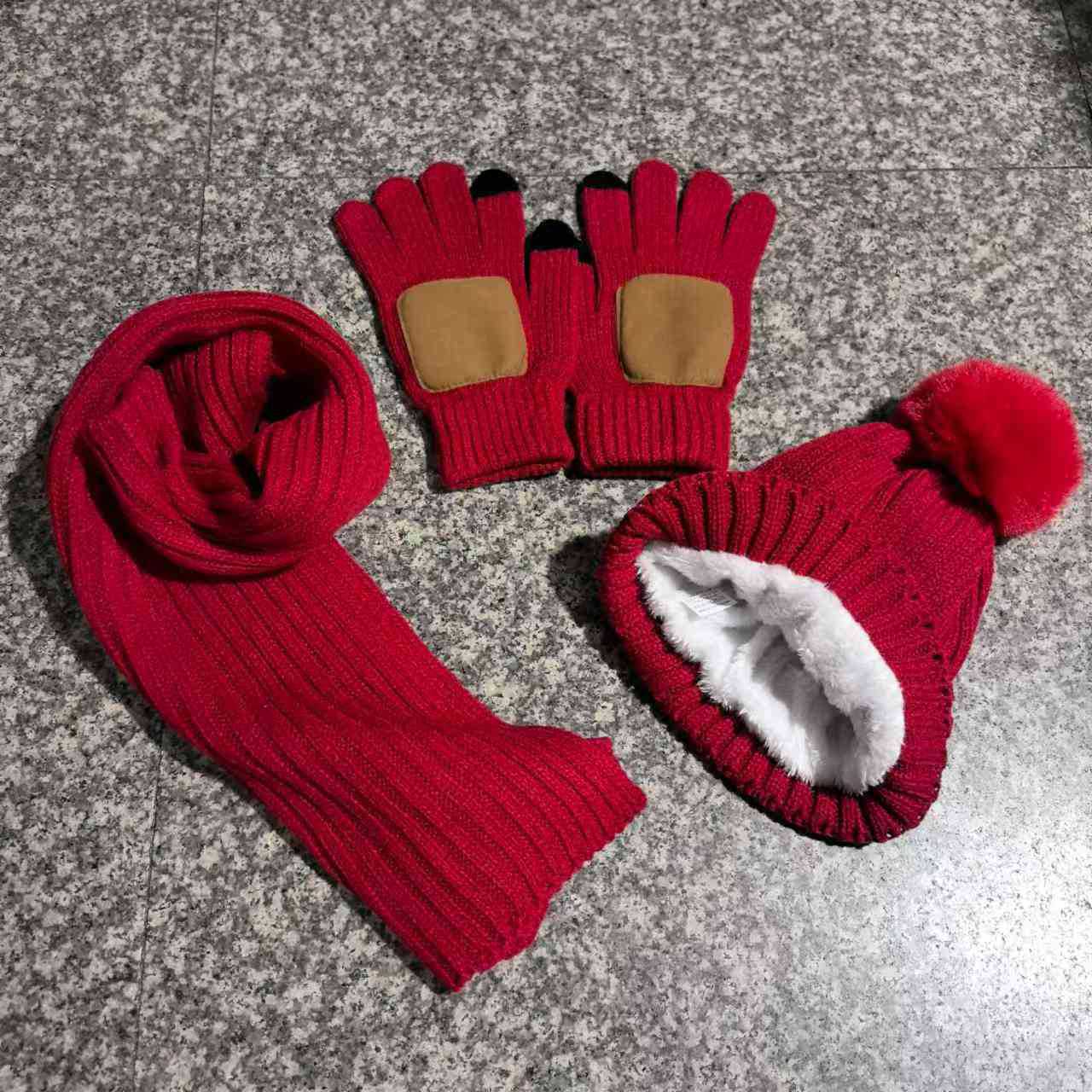 Knitted Hat Scarf Touch Screen Gloves