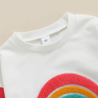 Children's Contrast Panel Long Sleeve T-Shirt Rainbow Top