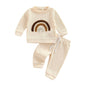 Kids' Rainbow Round Neck Long Sleeve Sweater Pants Suit