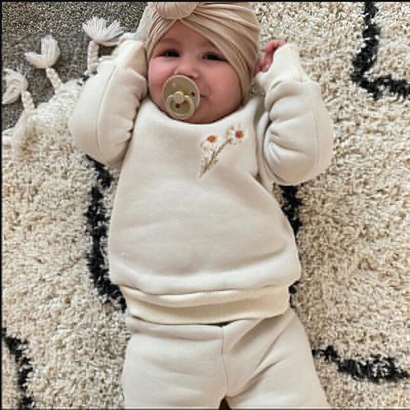 Unisex BabyClothes Set Embroidery thin Fleece