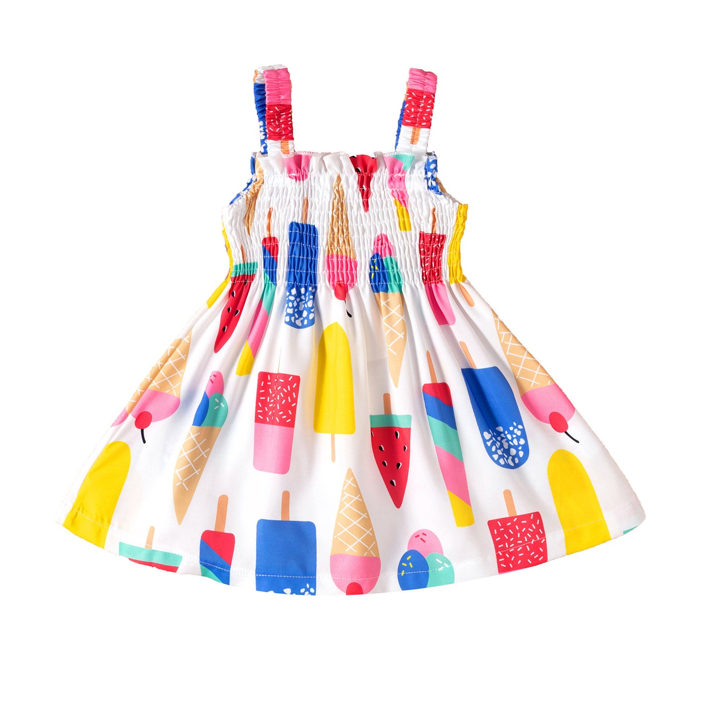 Girls' Ice Cream Printed Suspenders Dress