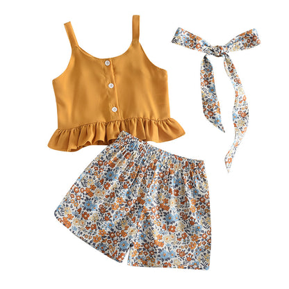 Children's Yellow Gallus Two-piece Set