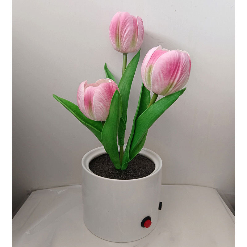 LED Tulip Night Light Simulation Flower Table Lamp