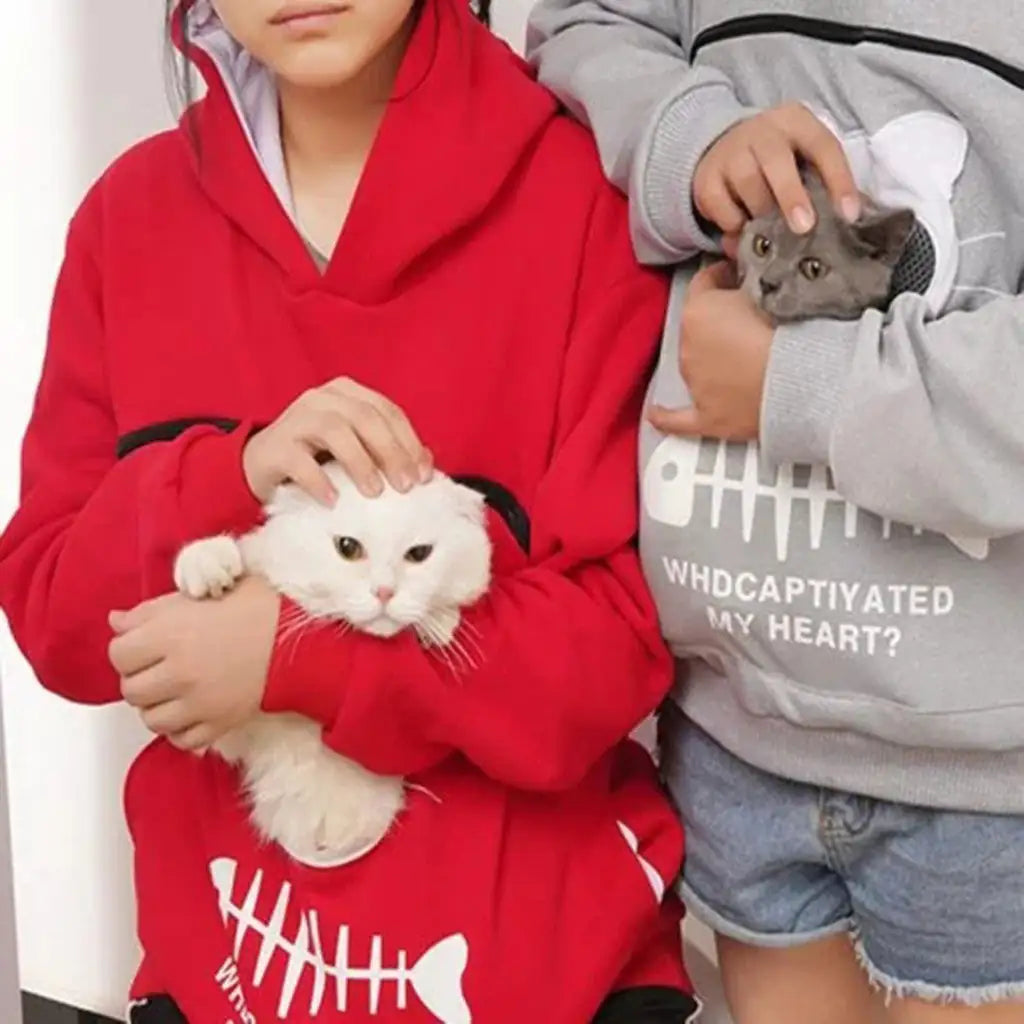 Hoodie Sweatshirt With Cat Pet Pocket Design