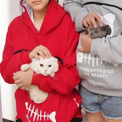 Hoodie Sweatshirt With Cat Pet Pocket Design